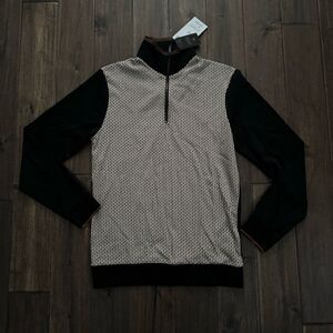 Denim & Flower Herringbone Half Zip Mock Neck Pullover S NWT